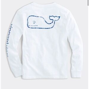 Vineyard Vines Kids Long Sleeve Shirt with Blue Whale